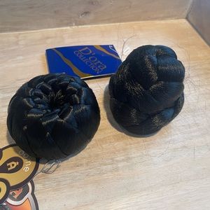 New Blk Braided Hair Extension Buns Bundle of 2